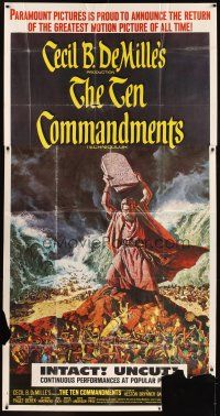 5s861 TEN COMMANDMENTS 3sh R66 directed by Cecil B. DeMille, art of Charlton Heston with tablets!