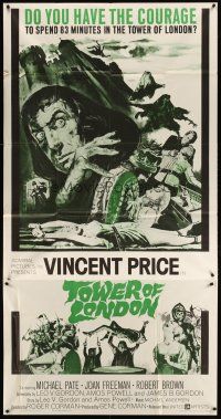 5s864 TOWER OF LONDON 3sh '62 Vincent Price, Roger Corman, horror art, do you have the courage?