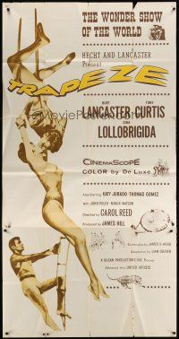 5s866 TRAPEZE 3sh R61 great circus art of Burt Lancaster, Gina Lollobrigida & Tony Curtis!