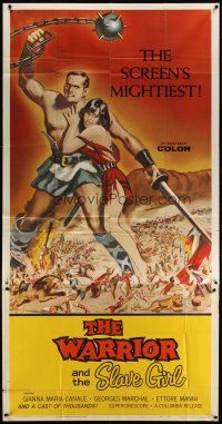 5s883 WARRIOR & THE SLAVE GIRL 3sh '59 cool artwork of gladiator & girl, mightiest Italian epic!