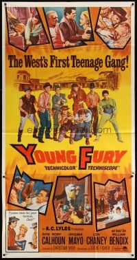 5s906 YOUNG FURY 3sh '65 artwork of Rory Calhoun & the West's first teenage gang!!