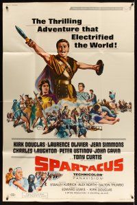 5s049 SPARTACUS 40x60 R67 classic Stanley Kubrick & Kirk Douglas epic, cool gladiator artwork!
