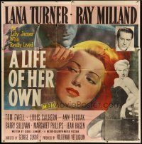 5s115 LIFE OF HER OWN 6sh '50 full-length art of sexiest Lana Turner, plus Ray Milland!