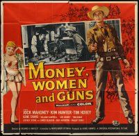 5s117 MONEY, WOMEN & GUNS 6sh '58 cowboy Jock Mahoney w/revolver, cool poker gambling image!