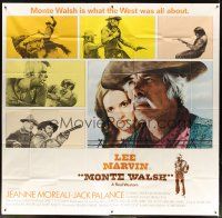 5s118 MONTE WALSH int'l 6sh '70 super close up of cowboy Lee Marvin & pretty Jeanne Moreau!
