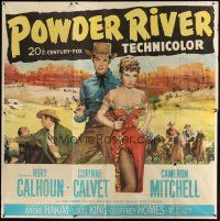 5s127 POWDER RIVER 6sh '53 art of cowboy Rory Calhoun & super sexy Corinne Calvet holding guns!