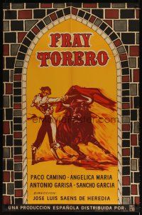 5s217 FRAY TORERO Argentinean '66 cool artwork of Spanish bullfighter in arena with bull!