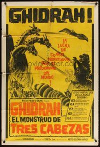 5s222 GHIDRAH THE THREE HEADED MONSTER Argentinean '64 Toho, he battles Godzilla, Mothra & Rodan!