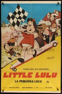 5s249 LITTLE LULU Argentinean '70s great cartoon art of the gang & soap box car!