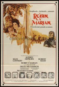 5s274 ROBIN & MARIAN Argentinean '76 art of Sean Connery & Audrey Hepburn by Drew Struzan!