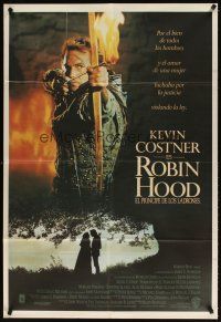 5s275 ROBIN HOOD PRINCE OF THIEVES Argentinean '91 cool image of Kevin Costner w/flaming arrow!