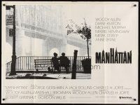 5s038 MANHATTAN British quad '79 classic image of Woody Allen & Diane Keaton by Brooklyn bridge!