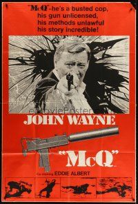 5s019 McQ English 40x60 '74 John Sturges, John Wayne is a busted cop with an unlicensed gun!