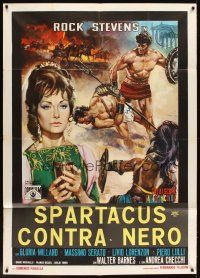 5s401 CHALLENGE OF THE GLADIATOR Italian 1p '65 cool art of Rock Stevens as Spartacus!
