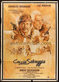 5s413 DEATH HUNT Italian 1p '81 artwork of Charles Bronson & Lee Marvin with guns by John Solie!
