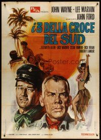 5s420 DONOVAN'S REEF Italian 1p R60s John Ford, great different art of John Wayne & Lee Marvin!
