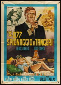 5s428 ESPIONAGE IN TANGIER Italian 1p '65 cool spy artwork by Rodolfo Gasparri!