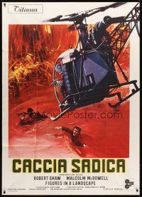 5s432 FIGURES IN A LANDSCAPE Italian 1p '70 Joseph Losey, cool different helicopter artwork!