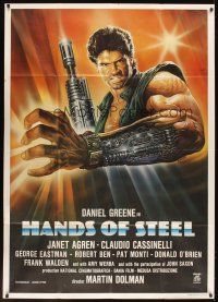 5s444 HANDS OF STEEL Italian 1p '86 cool Casaro artwork of cyborg commando Daniel Greene!