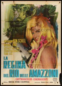 5s468 LANA QUEEN OF THE AMAZONS Italian 1p '65 art of sexy Catherine Schell by Angelo Cesselon!