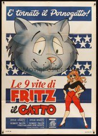 5s489 NINE LIVES OF FRITZ THE CAT Italian 1p '75 Robert Crumb, great different cartoon art!