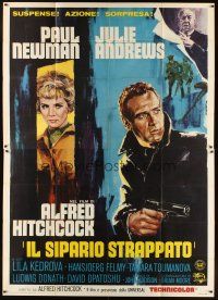 5s371 TORN CURTAIN Italian 2p '66 Paul Newman, Julie Andrews, Hitchcock, different Morini art!