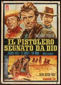 5s542 TWO PISTOLS & A COWARD Italian 1p '68 Il Pistolero segnato da Dio, spaghetti western art!