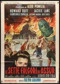 5s549 WAR GODS OF BABYLON style A Italian 1p '63 cool different epic artwork by Enzo Nistri!