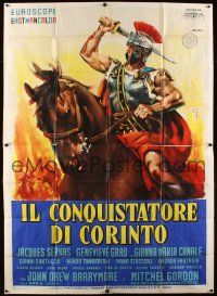 5s332 CENTURION Italian 2p '62 cool Olivetti art of gladiator John Drew Barrymore on horse!