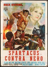 5s333 CHALLENGE OF THE GLADIATOR Italian 2p '65 cool art of Spartacus by Rodolfo Gasparri!