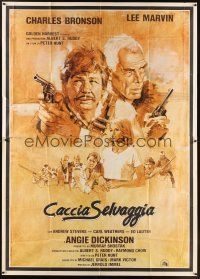 5s338 DEATH HUNT Italian 2p '81 artwork of Charles Bronson & Lee Marvin with guns by John Solie!