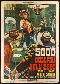 5s341 FIVE THOUSAND DOLLARS ON ONE ACE Italian 2p '66 cool art of gunfight at poker game by Casaro