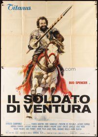 5s349 IL SOLDATO DI VENTURA Italian 2p '76 art of soldier of fortune Bud Spencer on horseback!