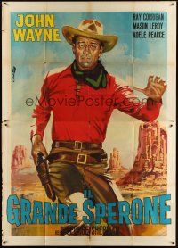 5s381 WYOMING OUTLAW Italian 2p R60s wonderful art of cowboy John Wayne by Averardo Ciriello!