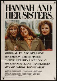 5t534 HANNAH & HER SISTERS Aust 1sh '86 Allen directed, Mia Farrow, Dianne Weist & Barbara Hershey!