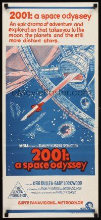 5t560 2001: A SPACE ODYSSEY Aust daybill '68 Stanley Kubrick classic, art of space wheel!