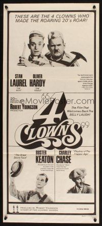 5t563 4 CLOWNS Aust daybill '70 Stan Laurel & Oliver Hardy, Buster Keaton, Charley Chase!
