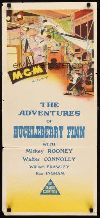 5t568 ADVENTURES OF HUCKLEBERRY FINN stock Aust daybill '39 Mickey Rooney in Twain's classic!