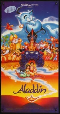 5t569 ALADDIN Aust daybill '93 classic Walt Disney Arabian fantasy cartoon, great cast montage!