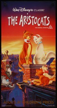 5t579 ARISTOCATS Aust daybill R86 Walt Disney feline jazz musical cartoon, great colorful image!