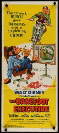5t590 BAREFOOT EXECUTIVE Aust daybill '71 Disney, art of Kurt Russell & wacky chimp gone bananas!