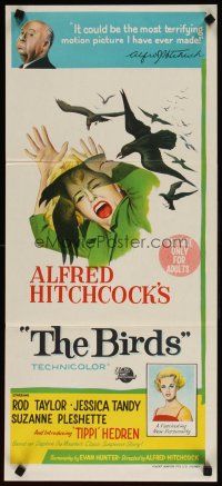 5t598 BIRDS Aust daybill '63 Alfred Hitchcock, Tippi Hedren, Jessica Tandy attacked by birds!