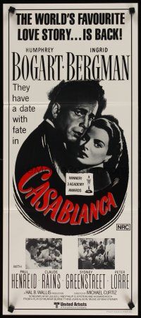 5t629 CASABLANCA Aust daybill R80s Humphrey Bogart, Ingrid Bergman, Michael Curtiz classic!
