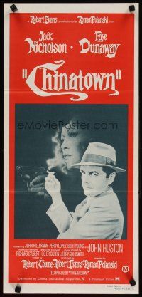 5t633 CHINATOWN Aust daybill R70s art of smoking Jack Nicholson & Faye Dunaway, Roman Polanski