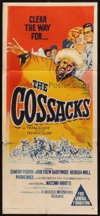 5t642 COSSACKS Aust daybill '60 I Cosacchi, John Drew Barrymore, Edmund Purdom, cool art!