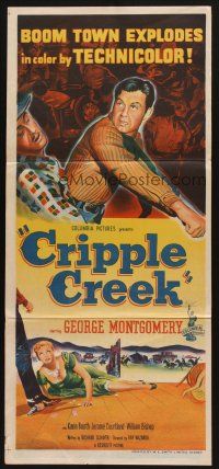 5t645 CRIPPLE CREEK Aust daybill '52 George Montgomery, cool art of gambling cheat getting caught!