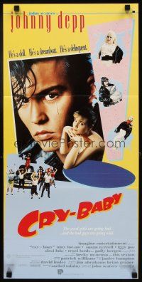 5t647 CRY-BABY Aust daybill '90 directed by John Waters, Johnny Depp is a doll, Amy Locane