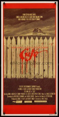 5t649 CUJO Aust daybill '83 Stephen King, artwork of bloody fence & house by Robert Tanenbaum!