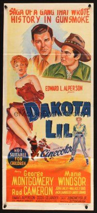 5t652 DAKOTA LIL Aust daybill '50 Marie Windsor is out to get George Montgomery as Tom Horn!