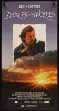 5t653 DANCES WITH WOLVES Aust daybill '91 different image of Kevin Costner in sky over clouds!